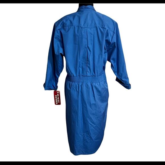 Vtg Deadstock Dolman Sleeve Pocket Elastic Back Utility Midi Dress 16P - Picture 3 of 8